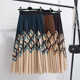 Chic Pleated Skirt with Geometric Pattern for Fashionable Women - Himpall
